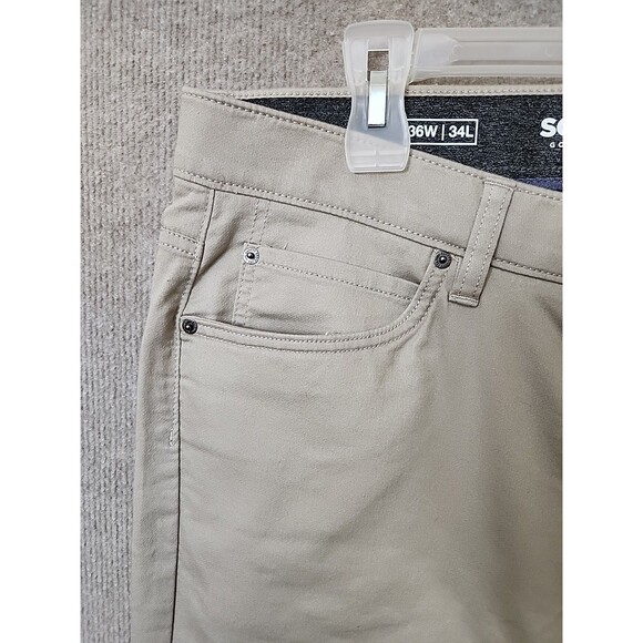 Sonoma Everyday All Day Pants Mens 36x34 Khaki Straight Fit Flexwear Waist NEW - Picture 3 of 11